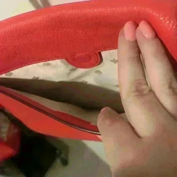 Kate Spade Bright Coral Pink Flap Crossbody like new condition pebbled leather - Picture 10 of 13